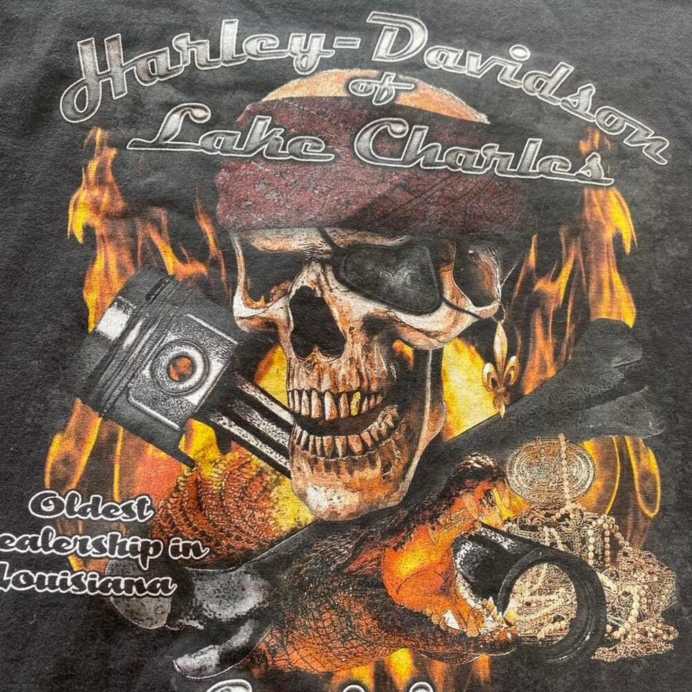 Harley-davidson Men's Black and Grey T-shirt